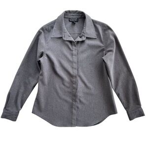 Spenser Jeremy Women’s Sz 12 Gray Cross Hatch Button Front Collared Shirt Blouse